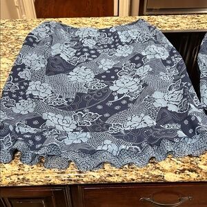 Navy Floral A-Line Skirt